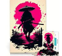 Puzzle de 1000 pièces Le Ronin Silencieux sous la Lune de Sang pour Adolescents Une œuvre d'art aux Contours Nets et précis 38x26cm