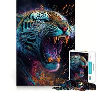 Puzzle de 1000 pièces Le Rugissement éclatant des Tigres pour Adultes et Adolescents, Jeu de réflexion apaisant, Cadeau de Noël aux découpes précises 38x52cm