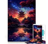 Puzzle de 1000 pièces Le Temple du Crépuscule, Bords Fins, Jeu de réflexion et de détente, Cadeau Artistique de Noël (38x26cm)
