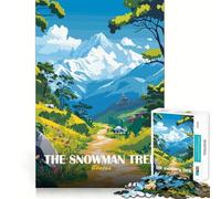 Puzzle de 1000 pièces Le Trek du Bonhomme de Neige », Bhoutan, Finitions soignées, Jeu de réflexion et de détente, Cadeau Artistique de Noël (38x26cm)