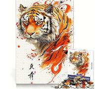 Puzzle de 1000 pièces Le Visage d'un Tigre pour Adolescents, décoration Murale, mémoire, lumière, détente 38x26cm