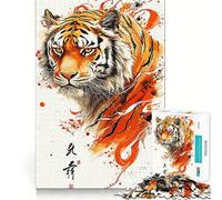 Puzzle de 1000 pièces Le Visage d'un Tigre pour Adolescents, décoration Murale, mémoire, lumière, détente 38x26cm