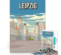 Puzzle de 1000 pièces Leipzig Allemagne Affiche de Voyage Vintage Ancien hôtel de Ville Altes Rathaus Précis Jeu d'articulation et Stimulant l'esprit Jeu de Paix et de détente Décoration de Noël