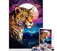 Puzzle de 1000 pièces Léopard Abstrait Nuit Meuh Décoration intérieure Jouet pour Les Jeux et Les activités éducatives Renforce l'amour Entre Les Couples Dimensions 38x52cm