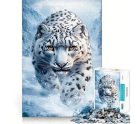 Puzzle de 1000 pièces Léopard des neiges en Hiver pour Adultes, idéal pour stimuler la mémoire et créer Une Image Amusante Assembler Ensemble (38x26cm)