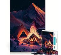 Puzzle de 1000 pièces Les Adolescents Autour du feu de Camp au Bord du lac Un Design Lumineux et Relaxant pour Entretenir sa mémoire 38x52cm Décoration Murale
