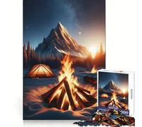 Puzzle de 1000 pièces Les Adolescents Autour du feu de Camp en Montagne Jeu Intelligent pour Partager Un Moment de complicité Découpe Lisse Liste de souhaits du Père Noël 38x26cm