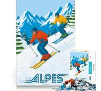 Puzzle de 1000 pièces Les Alpes Sports d'hiver Décoration Murale Parfaite pour stimuler Le Cerveau et se détendre (38x52cm)
