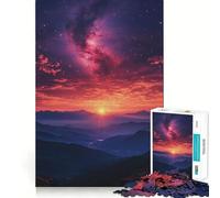 Puzzle de 1000 pièces Lever de Soleil sur Les Montagnes avec Galaxie pour Adolescents Attrait apaisant Illustration de Collection 50x75cm
