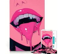 Puzzle de 1000 pièces Lèvres de Vampire Roses pour Adolescents, Jeu de logique, Amusant et Simple, Bords Lisses, Cadeau élégant (38x26cm)