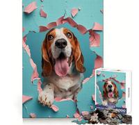 Puzzle de 1000 pièces Lévrier Basset Joyeux pour Adultes Un Cadeau Original et Stimulant pour Le Bien-être cérébral,Les Loisirs et Une Belle décoration (50x75cm)