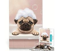 Puzzle de 1000 pièces L'heure du Bain des Chiots carlins pour Adolescents Jeu de logique Clair, Lumineux et Relaxant, découpe Parfaite, (50x75cm)