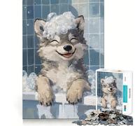 Puzzle de 1000 pièces L'heure du Bain des louveteaux pour Adolescents Jeu de mémoire Amusant,pièces Robustes et découpées avec précision,Jeu de Voyage Portable et Pratique (38x52cm)