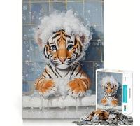 Puzzle de 1000 pièces L'heure du Bain des Petits Tigres pour Adolescents Jeu de logique et de Sens, Divertissement paisible, Bords Lisses, Cadeau créatif 38x52cm