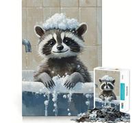 Puzzle de 1000 pièces L'heure du Bain du Raton Laveur pour Adultes Un Jeu de réflexion pour renforcer Les Liens familiaux, Une création créative et de précision (50x75cm)