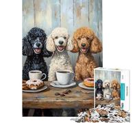 Puzzle de 1000 pièces L'heure du thé des Trois caniches pour Adolescents défi de rapidité Manuelle Cadeau Unique pour Un Anniversaire ou Noël (50x75cm)