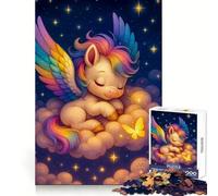 Puzzle de 1000 pièces Licorne Arc-en-Ciel endormie sur Un Nuage pour Adolescents Jeu de logique Solide Découpe de précision pour Les vœux du Père Noël 38x52cm