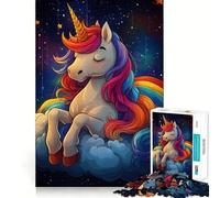 Puzzle de 1000 pièces Licorne Arc-en-Ciel sur Nuage pour Adolescents Améliore la mémoire, Les Liens familiaux, Bords précis, Cadeau attentionné (38x26cm)