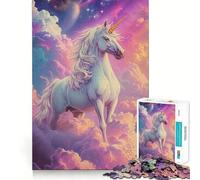 Puzzle de 1000 pièces Licorne Bébé Animal Mignon Découpe Précise Art Casse-tête Cadeau Loisirs Amusants Décoration Murale de Noël (38x26cm)
