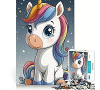Puzzle de 1000 pièces Licorne Bébé Mignonne Découpe Précise Art Casse-tête Cadeau Loisirs Amusants Décoration Murale de Noël (38x52cm)