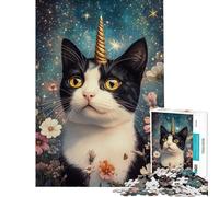 Puzzle de 1000 pièces Licorne Chat Fantaisie Jeu de Manipulation éducatif et ludique Cadeau d'anniversaire Découpe de précision (Taille 38x26cm)