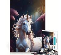 Puzzle de 1000 pièces Licorne dans la forêt Fantastique pour Adolescents Jeu de réflexion Amusant Taille Uniforme Pièces précises Activité relaxante en Groupe à l'intérieur (38x52cm)
