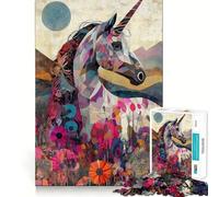 Puzzle de 1000 pièces Licorne dans Un Champ de Fleurs pour Adolescents Activité ludique et stimulante de Haute précision Découpe Pause mentale apaisante (50x75cm)