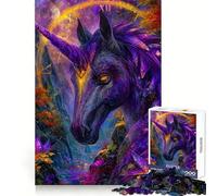 Puzzle de 1000 pièces Licorne Galaxie Violette dans Forêt Enchantée pour Adolescents Jeu Intelligent et Attente au Temps d'Éveil Cadeau Joli (50x75cm)