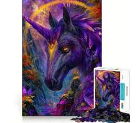 Puzzle de 1000 pièces Licorne Galaxie Violette dans Forêt Enchantée pour Adolescents Jeu Intelligent et Attente au Temps d'Éveil Cadeau Joli (50x75cm)