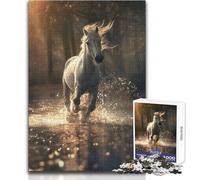 Puzzle de 1000 pièces Licorne majestueuse au Galop - Un Moyen Relaxant d'occuper Son Temps Libre - Découpe précise et régulière - Dimensions 38x52cm