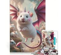 Puzzle de 1000 pièces Licorne Souris Blanche et Dragon Hybride Jeu de Construction Détente intellectuelle Cadeau Unique pour Un Anniversaire ou Noël 50x75cm
