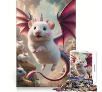 Puzzle de 1000 pièces Licorne, Souris Blanche et Dragon Hybride pour Adolescents Stratégie, Réflexion, Sérénité, Évasion, Découpe Nette, Idée Cadeau de Noël (38x52cm)