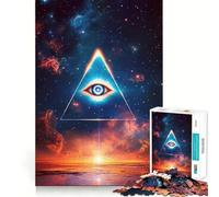 Puzzle de 1000 pièces L'Œil Qui voit Tout dans l'espace Jeu de mémoire Amusant Surface Lisse sans bavures Défi divertissant pour Les Loisirs (50x75cm)