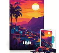 Puzzle de 1000 pièces Lima,Pérou,Paysage Urbain au Coucher du Soleil,Jeu Facile à Assembler,Cadeau Intelligent et ludique,décoration de Noël (38x52cm)