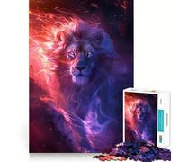 Puzzle de 1000 pièces Lion à la crinière flamboyante,découpe précise,Jeu Stimulant l'esprit,Jeu Facile,Cadeau d'anniversaire idéal (38x52cm)
