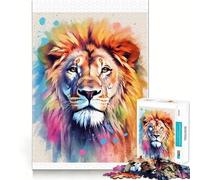 Puzzle de 1000 pièces Lion Aquarelle pour Adultes,Jeu de réflexion Amusant avec Technologie de découpe Laser avancée,défi Stimulant pour Passer Le Temps (50x75cm)