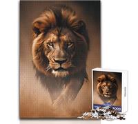 Puzzle de 1000 pièces - Lion chassant Un prédateur - Jeu intellectuel et éducatif - Cadeau d'anniversaire - Dimensions:50x75cm