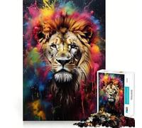 Puzzle de 1000 pièces Lion Éclaboussé de Poudre pour Adultes Jeu de réflexion et de détente Design Original Collection d'œuvres d'art à Assembler (50x75cm)