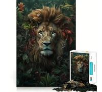 Puzzle de 1000 pièces Lion et Fleurs Fantaisistes Activité ludique et stimulante pour renforcer Les Liens familiaux (38x26cm) Emboîtement Parfait sans espaces