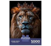 Puzzle De 1000 Pièces Lion King Portrait with Golden Crown Puzzles pour Adultes pour S'amuser en Famille Cadeaux D'interaction Parent-Enfant pour Les Amis Et La Famille 70x50cm/1000pcs