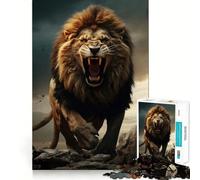 Puzzle de 1000 pièces Lion Rugissant pour Adolescents Développe la mémoire Confortable et Relaxant Découpe Ferme Cadeau Festif (38x26cm)