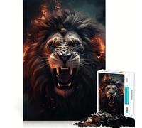 Puzzle de 1000 pièces Lion Rugissant pour Adultes Développement de la mémoire Loisirs Doux Design d'assemblage Collection Artistique (38x26cm)