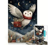Puzzle de 1000 pièces Livraison de Hibou en Hiver pour Adolescents,défi Mental Amusant,Taille Uniforme,pièces précises,activité relaxante en Groupe à l'intérieur (38x52cm)