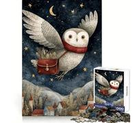 Puzzle de 1000 pièces Livraison de Hibou en Hiver pour Adolescents stimule la réflexion, Passe-Temps agréable et sécurisé, Cadeau de Noël idéal (38x52cm)