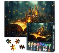 Puzzle de 1000 pièces, livre enchanté dévoile une forêt magique et un château lumineux dans un royaume fantastique pour adultes 1000 pièces, casse-tête de voyage dans le temps, 49,5 x 70,5 cm