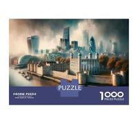 Puzzle De 1000 Pièces London's Tower Bridge in The Fog Puzzle Adulte Jeu Familial Décoration Parfaite Cadeaux Uniques d'anniversaire Et De Noël 52x38cm/1000pcs
