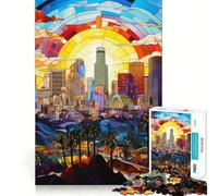 Puzzle de 1000 pièces Los Angeles en vitrail pour Adolescents, Jeu de réflexion, Design Relaxant, Cadeau attentionné 38x52cm