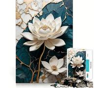 Puzzle de 1000 pièces Lotus Blanc sur Kintsugi Entraînement Mental Découpe Nette Composants Robustes Loisirs captivants pour des Moments de détente à la Maison (50x75cm)