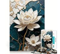 Puzzle de 1000 pièces Lotus Blanc sur Kintsugi pour Adultes,idéal pour Un entraînement Mental ludique,sans bavures,pièces nettes et découpées,activité conviviale et réconfortante (38x26cm)