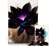 Puzzle de 1000 pièces Lotus Noir Magie Noire Zen Découpe précise,Jeu de réflexion,Cadeau Facile à Jouer,Cadeau d'anniversaire Amusant (38x52cm)